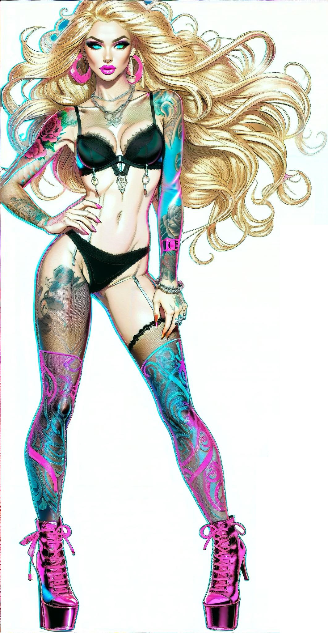 DALL·E 2024-01-09 23.10.02 - Generate photorealistic line art illustrations for a coloring book, ensuring full visibility of female statuesque supermodels with flowing hair and ab-E-F.jpg